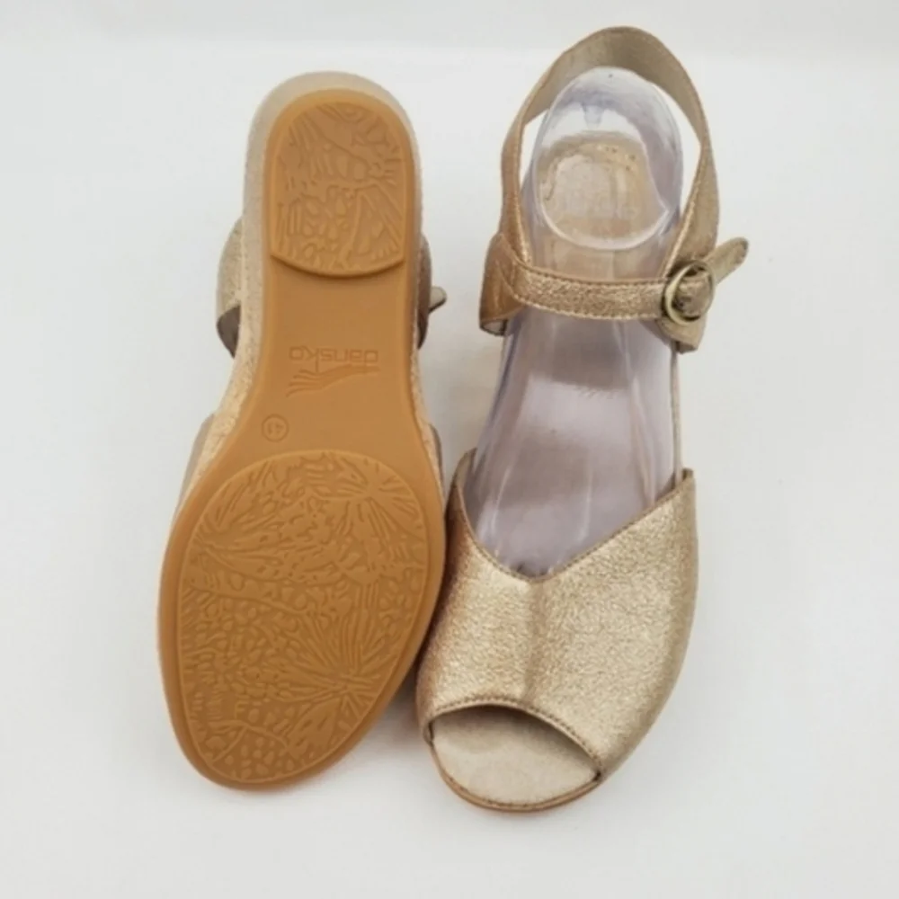 Dansko Charlotte Cork Grain Leather Wedge Sandals